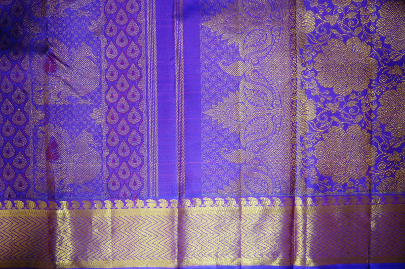 Purple Colour Kanchipuram Pattu Silk Saree