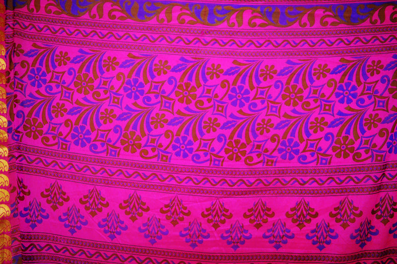 Magenta Colour Myzoor Silk Print Work Saree