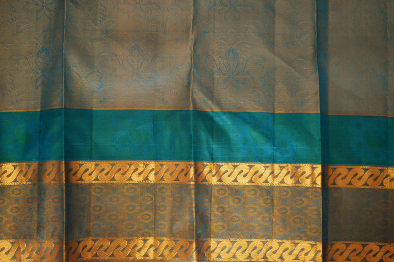 Blue &Turquoise  Kanchipuram Pattu Silk Saree