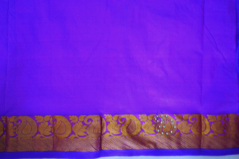 Pink & Purple Stone Work Kanchipuram Silk Saree