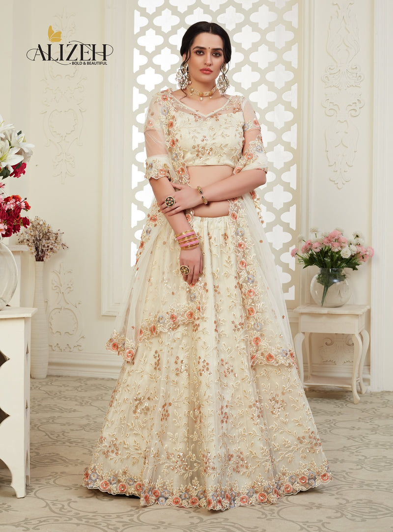 Net with Silk Inner Lehenga