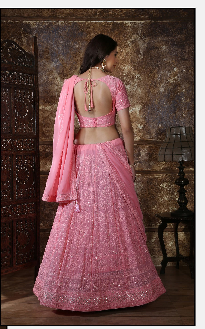 Thread & Sequence Embroidered Work Lehenga