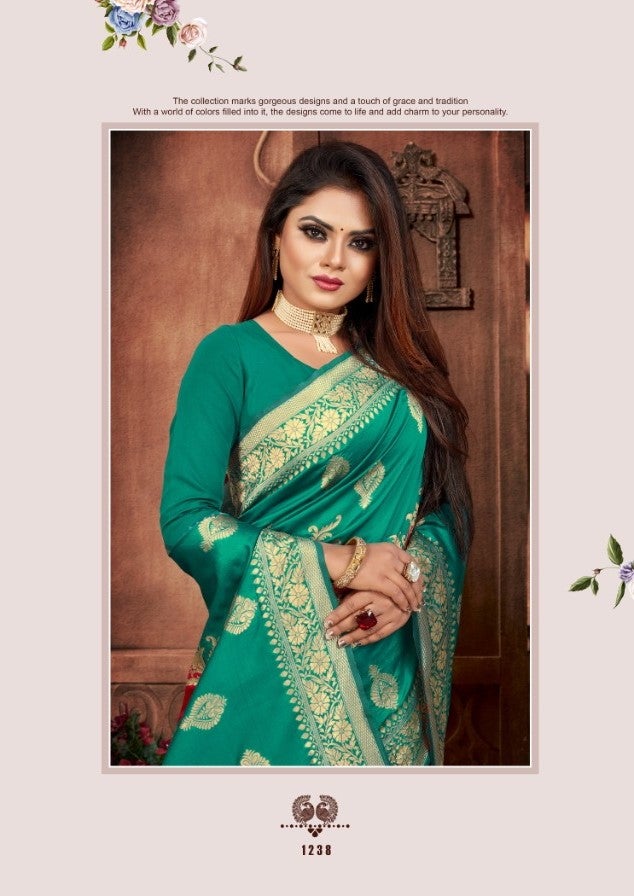 Green and Red colour Silk Saree