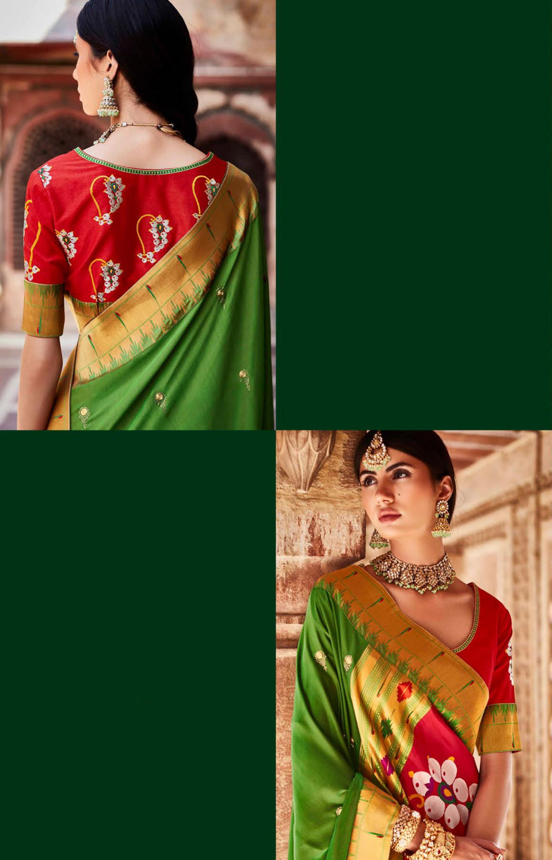 Lovely Green colour Paithani Silk Saree