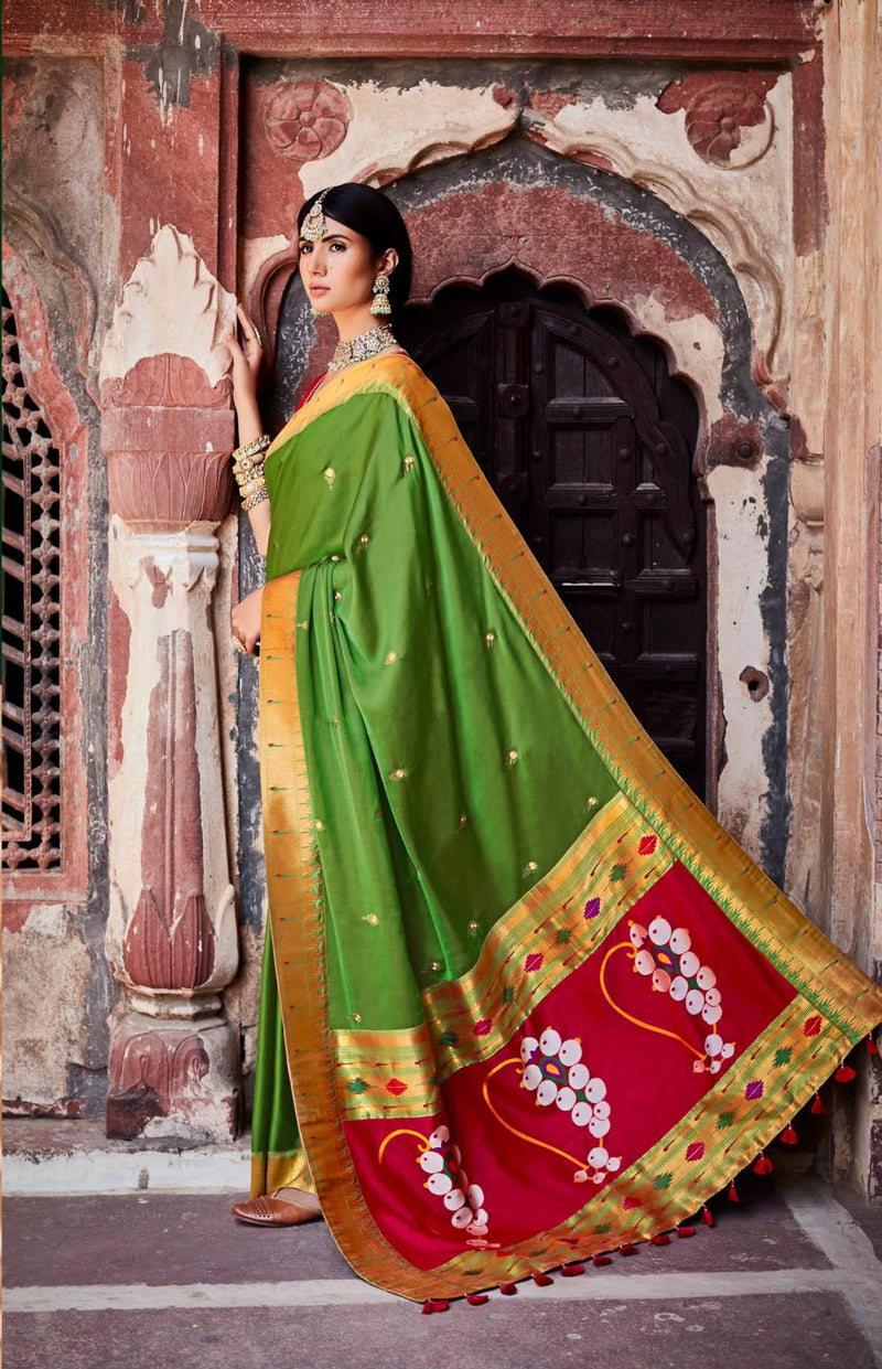 Lovely Green colour Paithani Silk Saree