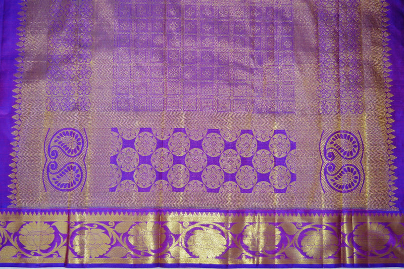 Purple & Pink Colour Pure Kanchipuram Pattu Silk Saree