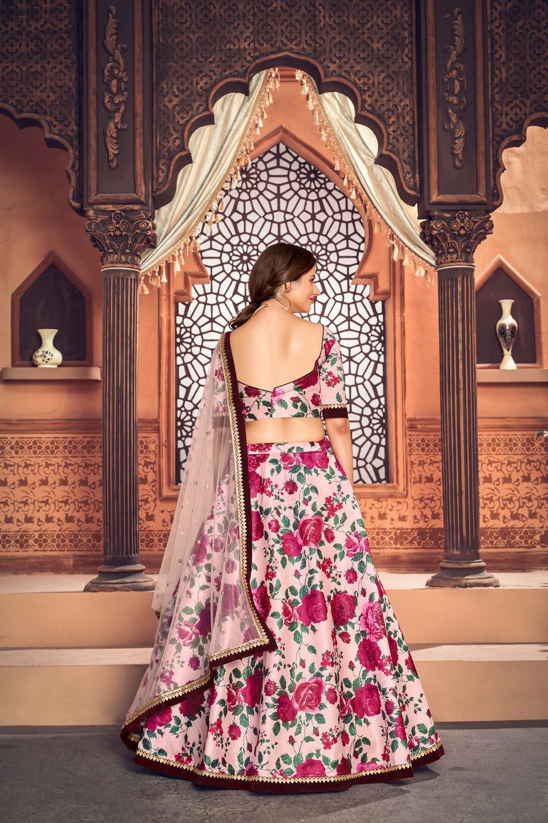 Taffeta Silk With Printed Work Lehenga