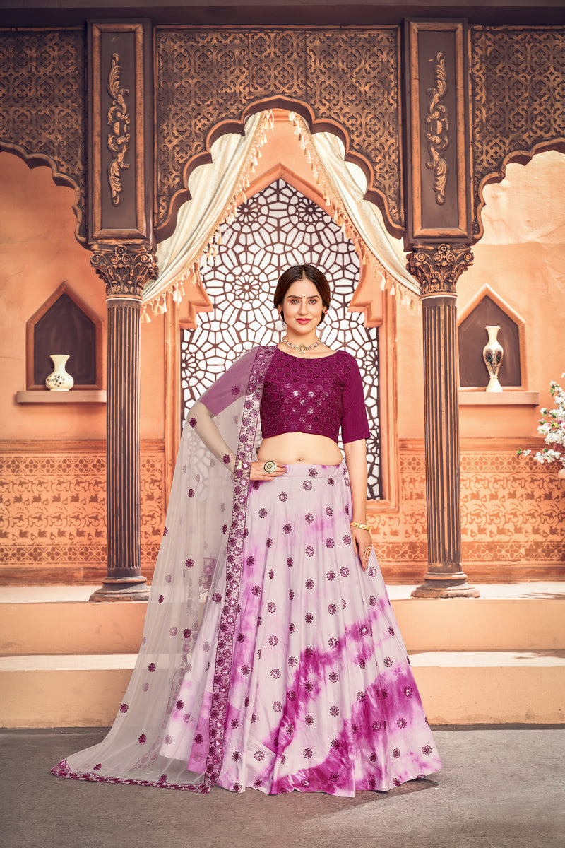 Cotton Shibori Print with Sequins work Lehenga