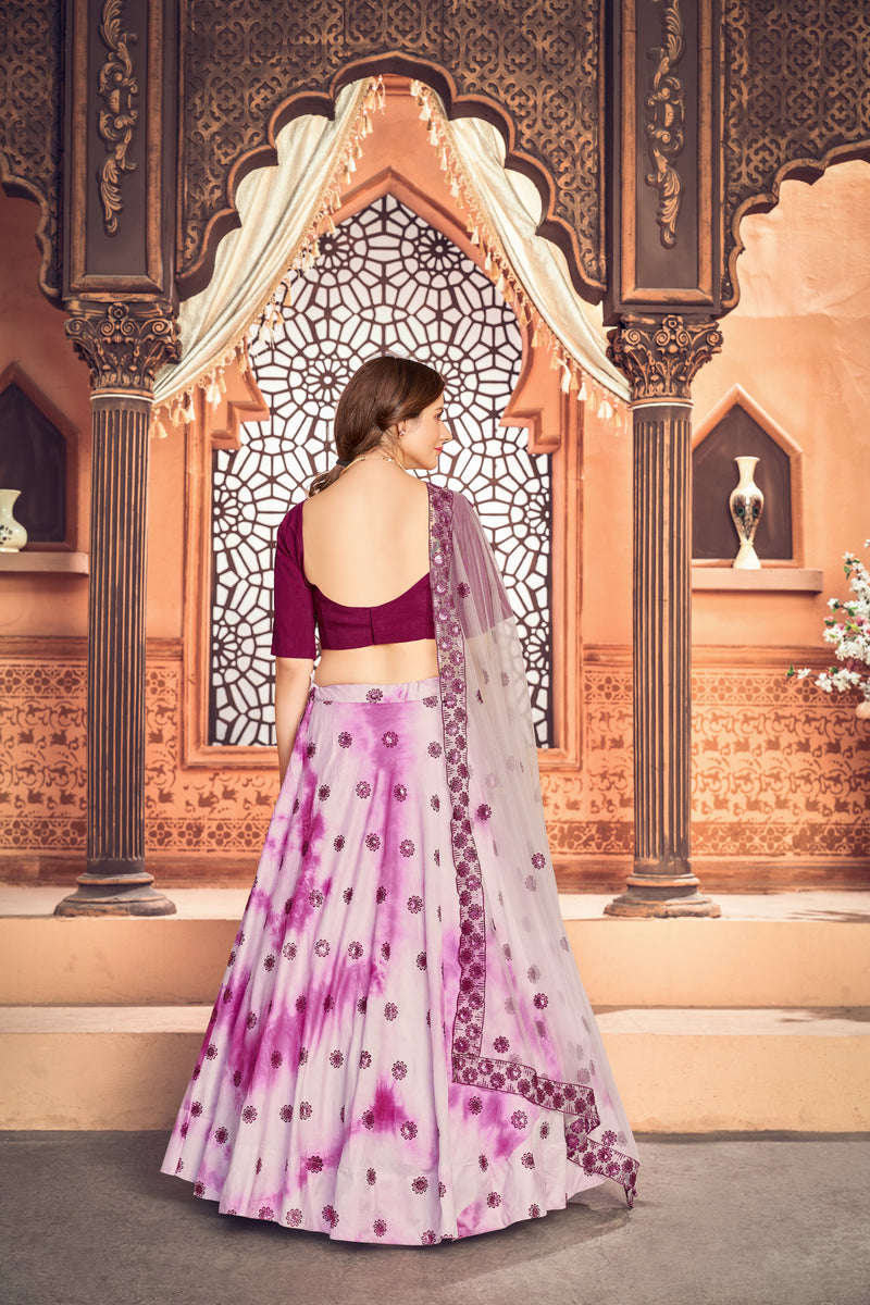 Cotton Shibori Print with Sequins work Lehenga