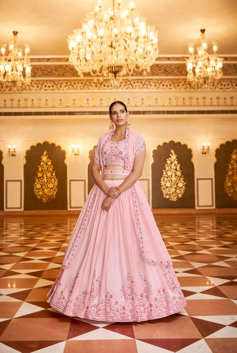 Thread with Sequins Embroidered work Lehenga