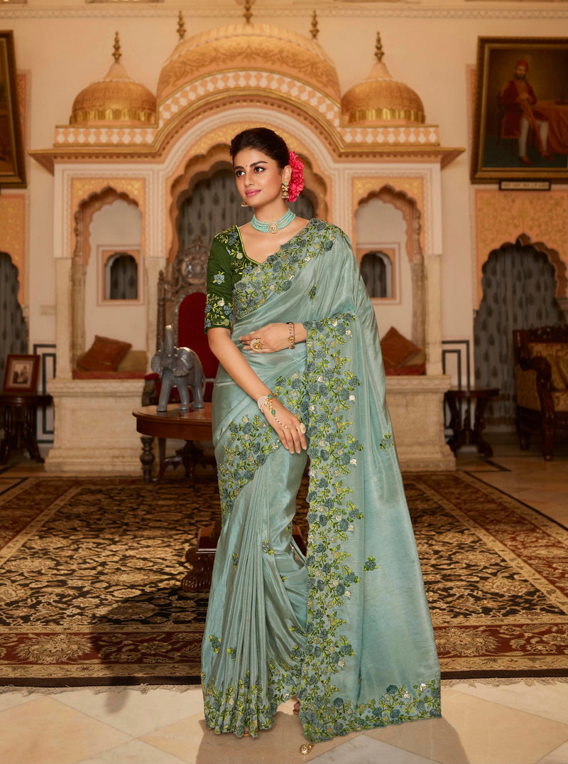 Embroidered Work Silk Designer Saree