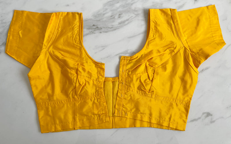 Yellow colour Kanchipuram Blouse Size 34