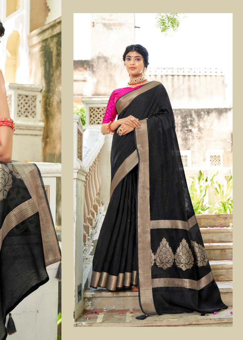 Linen Silk Saree with weaving Sequins Pallu