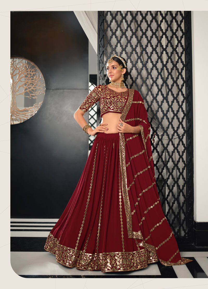 Thread with Sequins Embroidered work Lehenga