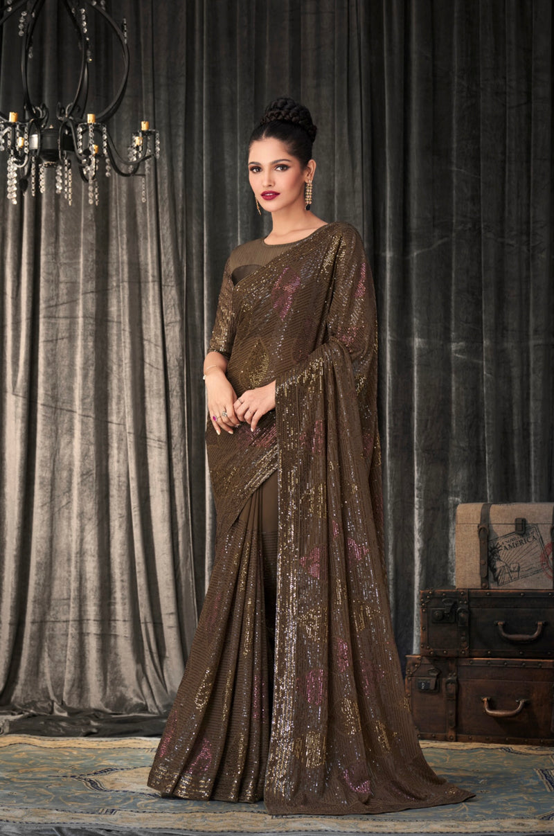 Latest Georgette with Sequins Saree