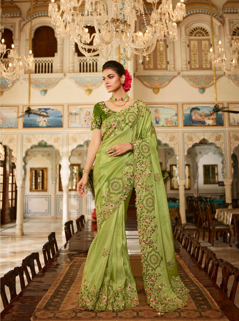 Embroidered Work Silk Designer Saree