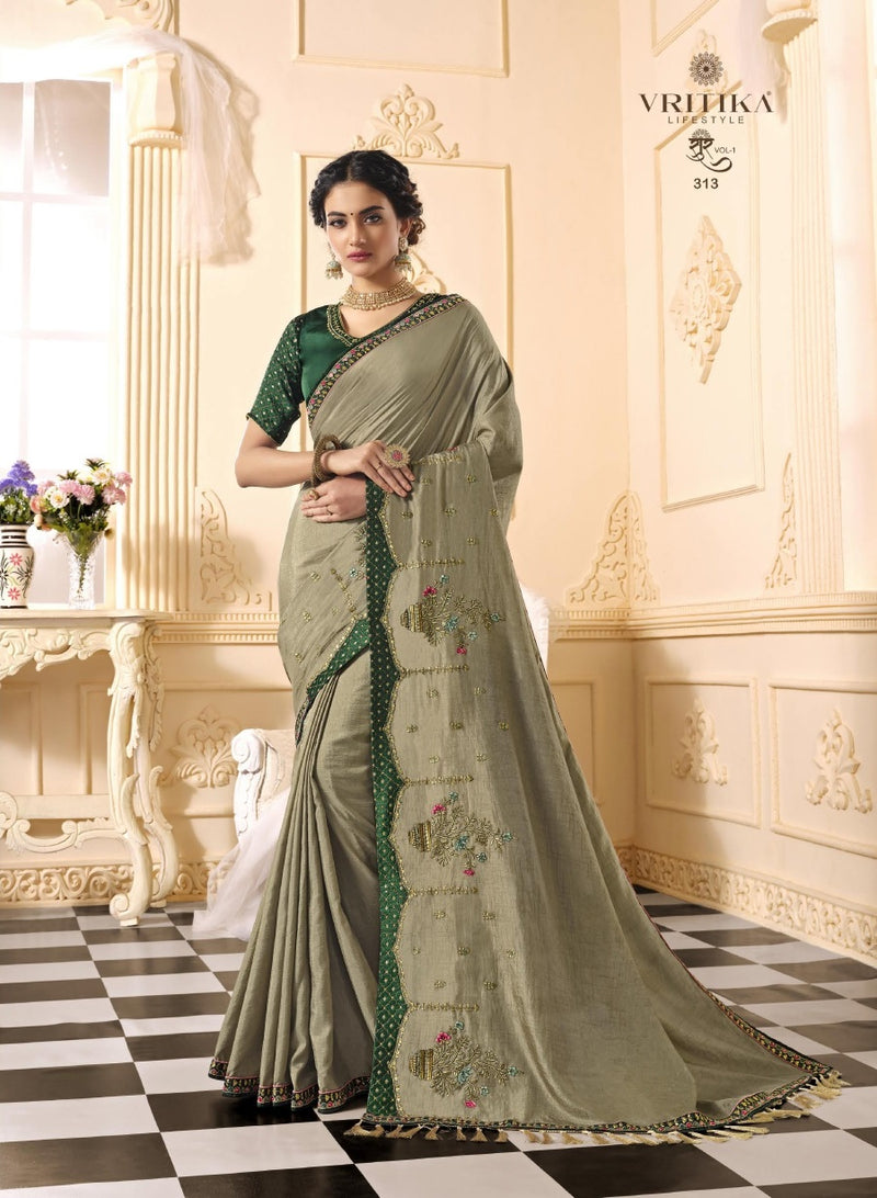 Embroidered Work Silk Designer Saree