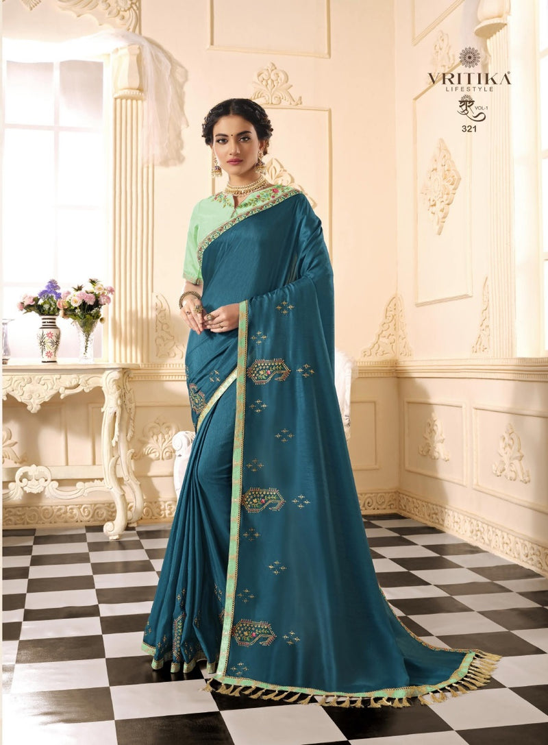 Embroidered Work Silk Designer Saree