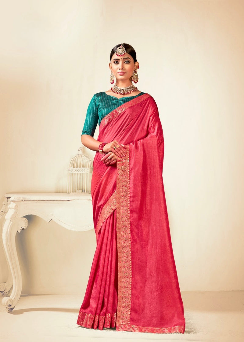 Pink Colour Vichitra Silk Saree