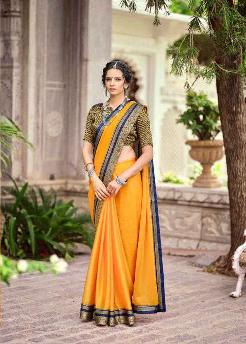 Chiffon silk saree with Satin silk border