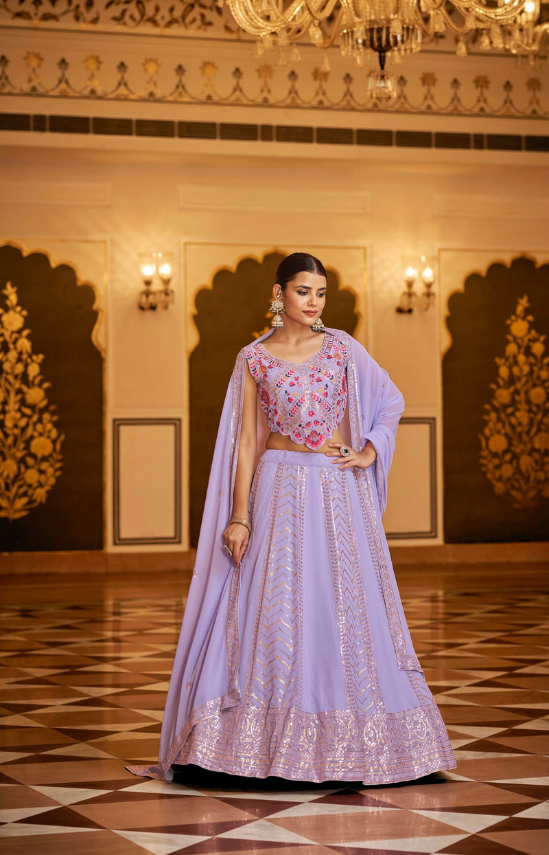 Thread with Sequins Embroidered work Lehenga