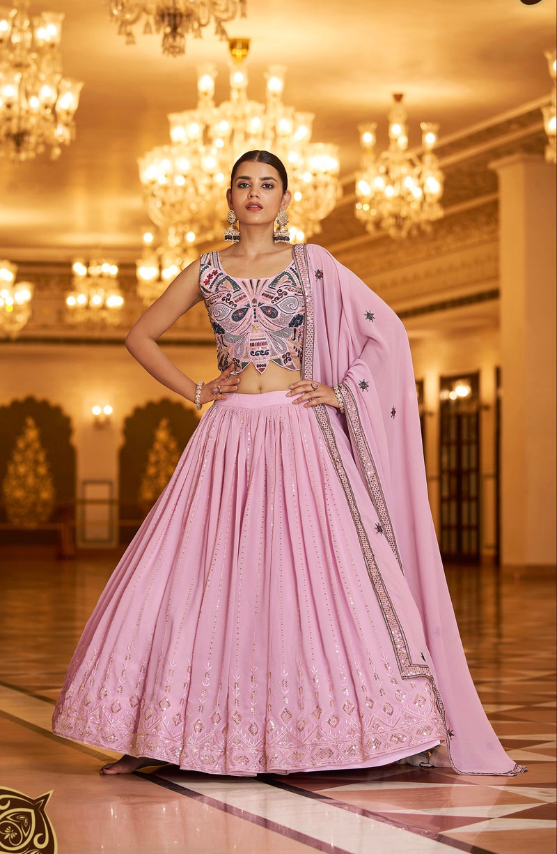 Thread with Sequins Embroidered work Lehenga