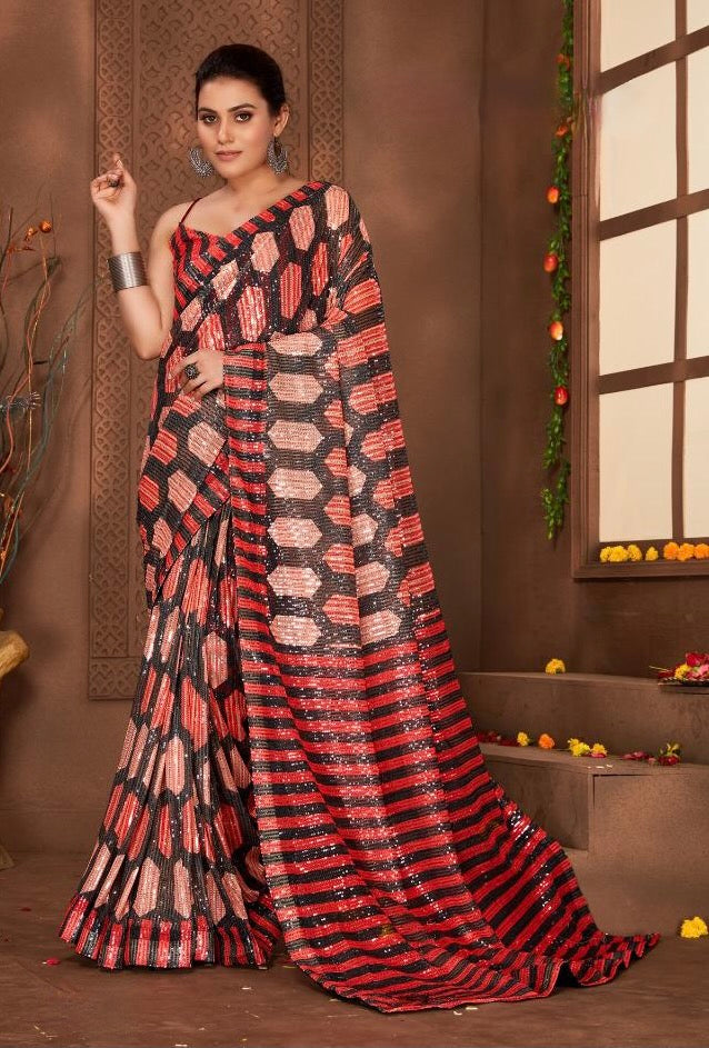 Heavy Sequins Designer Saree