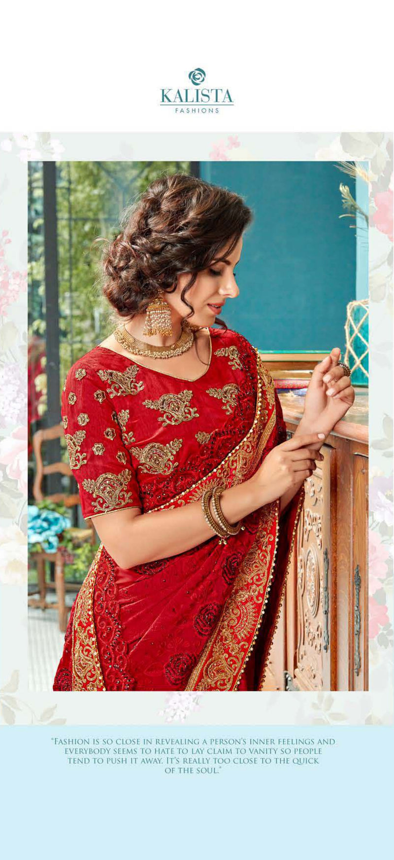 Red Colour Kalista Fashion Designer Saree