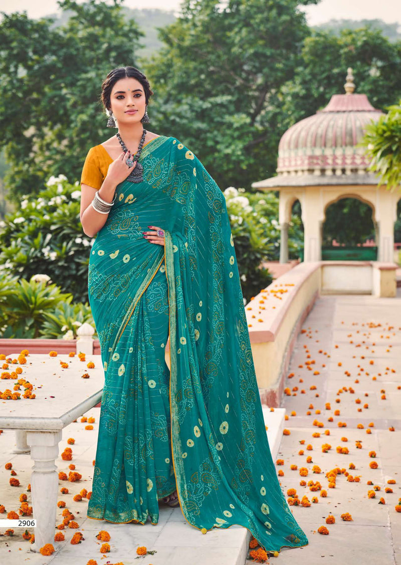 Golden Chiffon Saree with Fancy Tassels