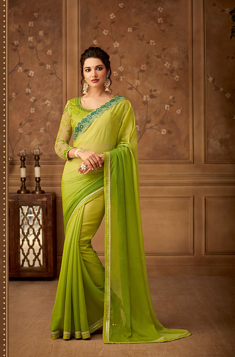 Green colour Silk Designer Saree