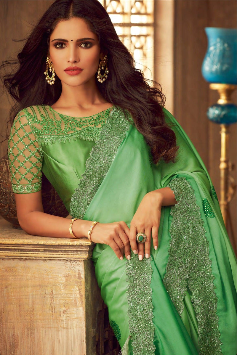 Striking Green colour Designer Saree