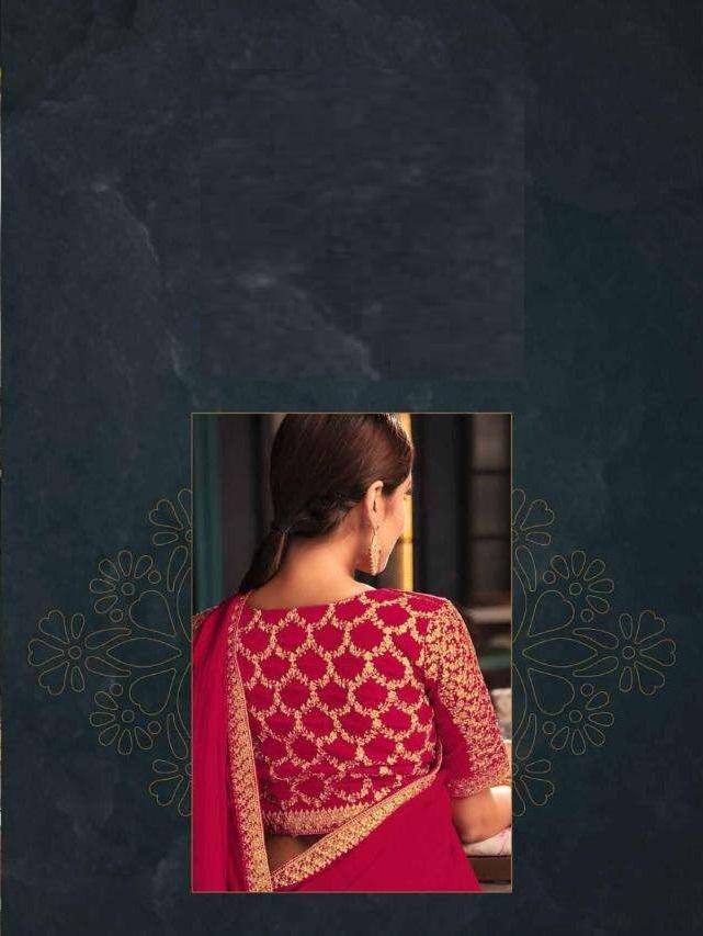 Scarlet Colour Georgette Silk Designer Saree