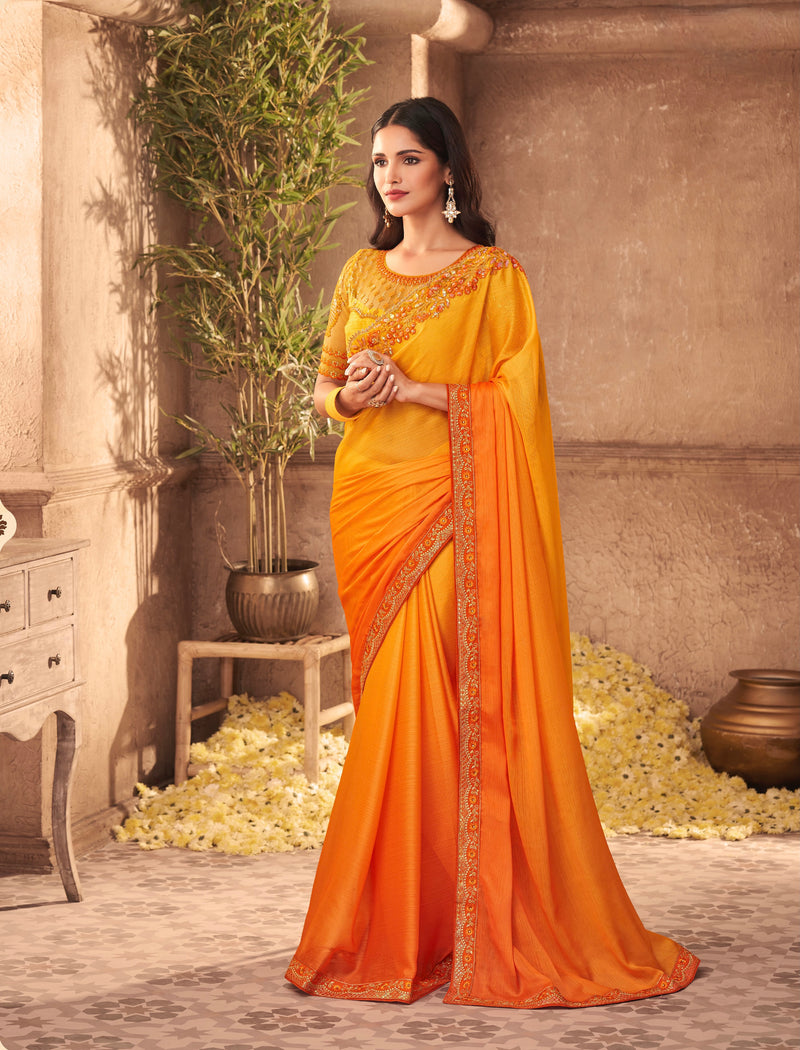 Orange Colour Silk Designer Saree