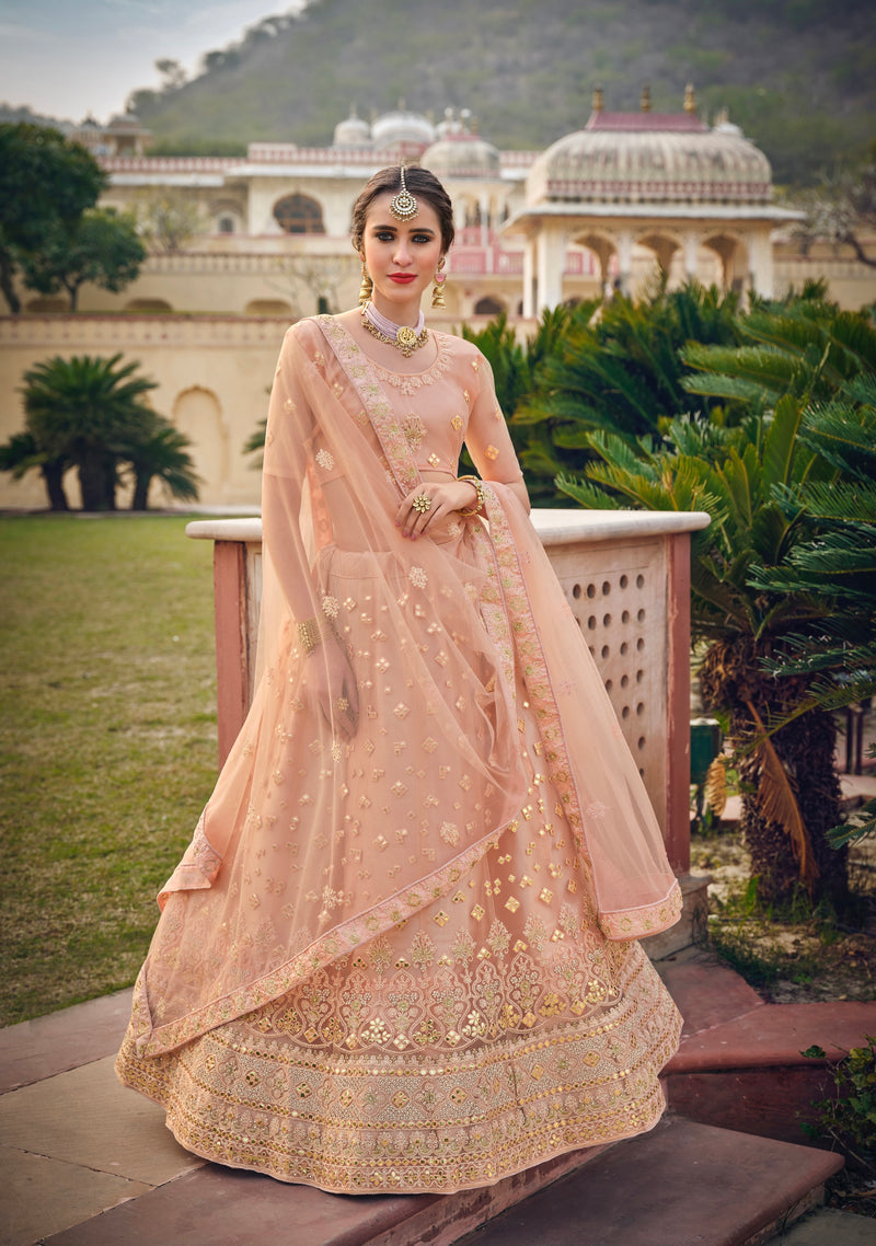 Net With Embroidered with Diamond Lehenga