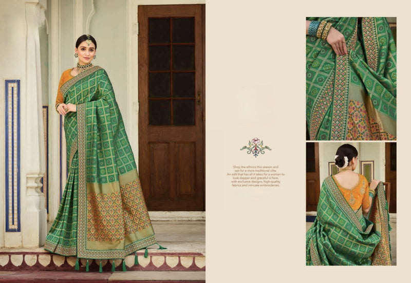 Rama Green colour Silk Wedding Saree