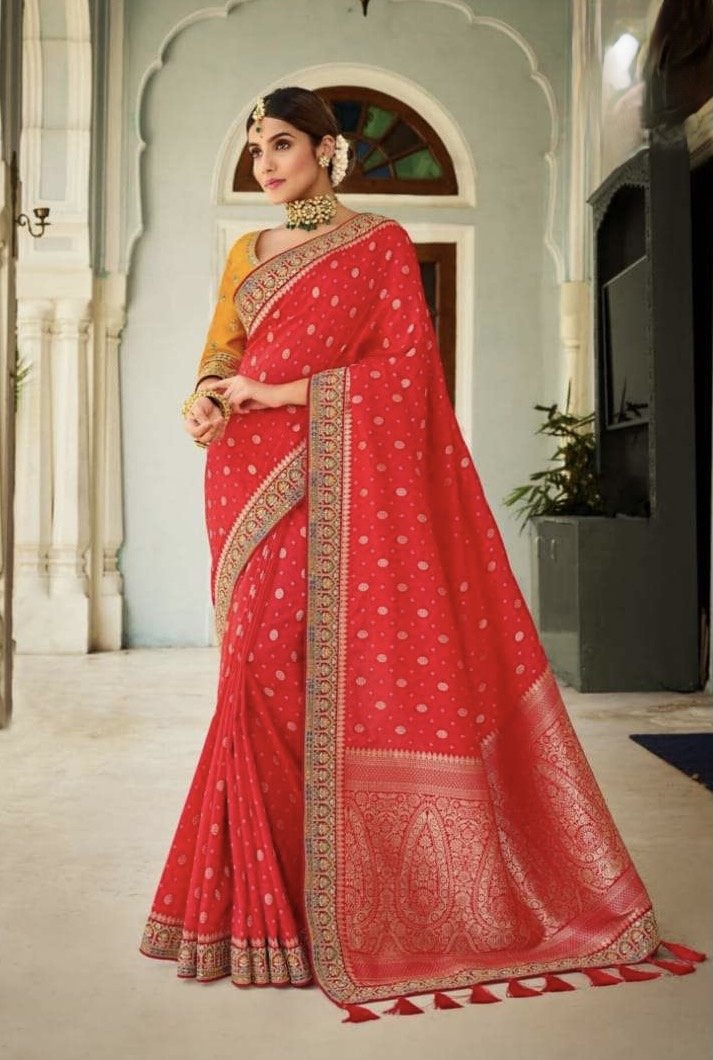 Fabulous Red colour Silk Wedding Saree