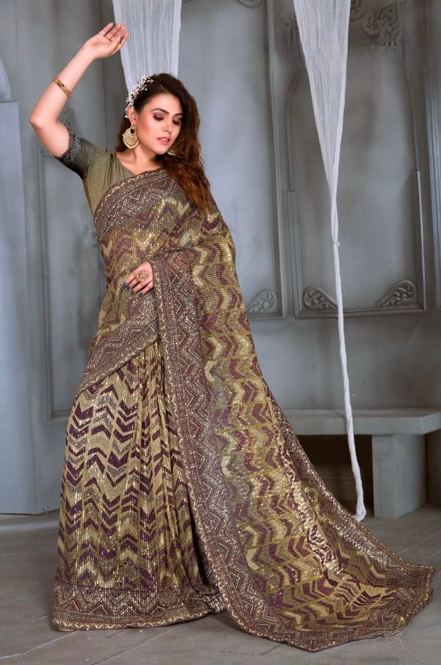 Heavy Sequins Designer Saree