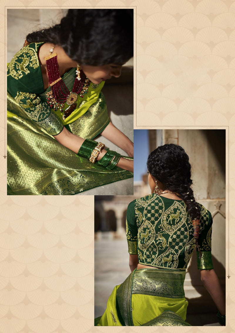 Light Green Saree with Weaving Work