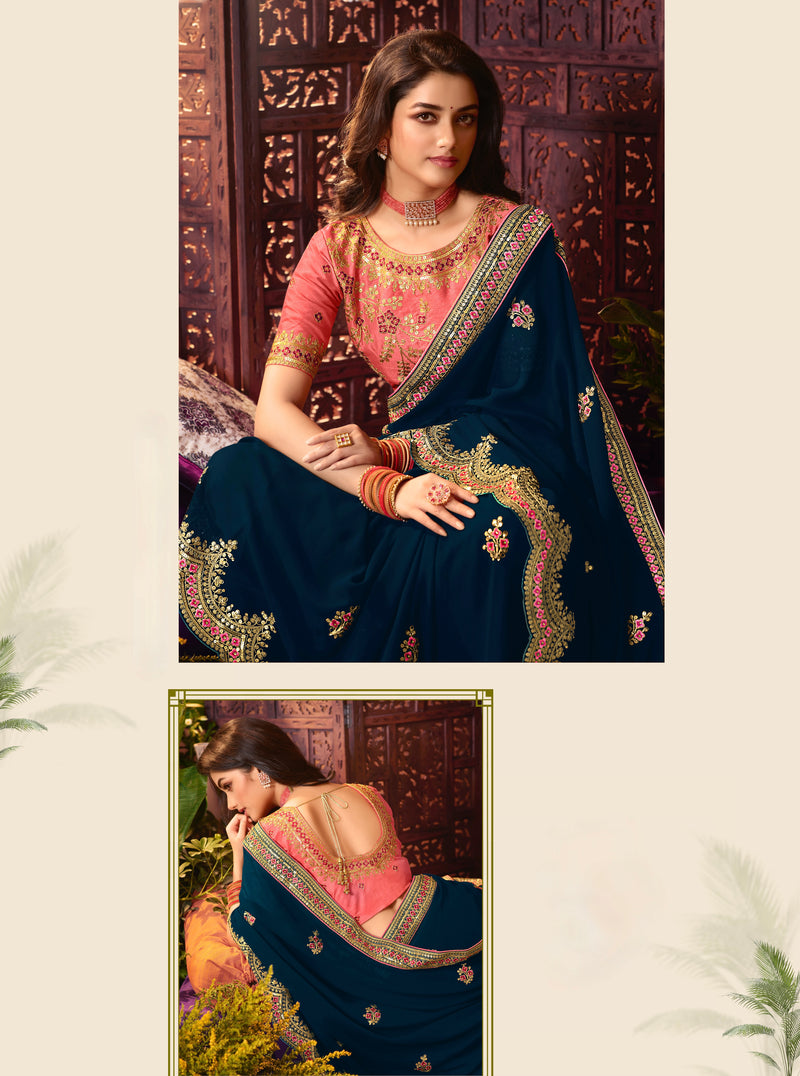 Embroidered Scalloped Designer Saree