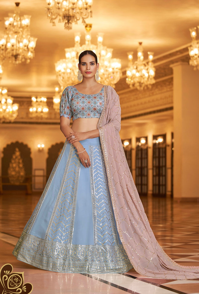 Thread with Sequins Embroidered work Lehenga