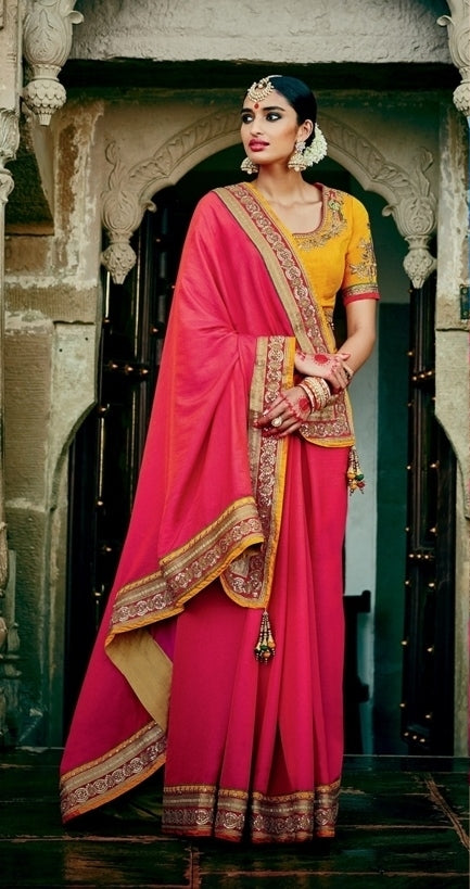 Rich Look Red Silk Saree With Grand Work Blouse Piece