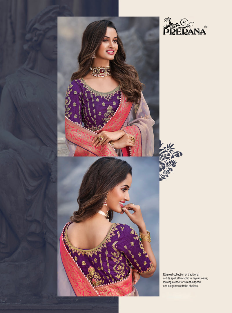 Purple colour Net Organza Designer Saree