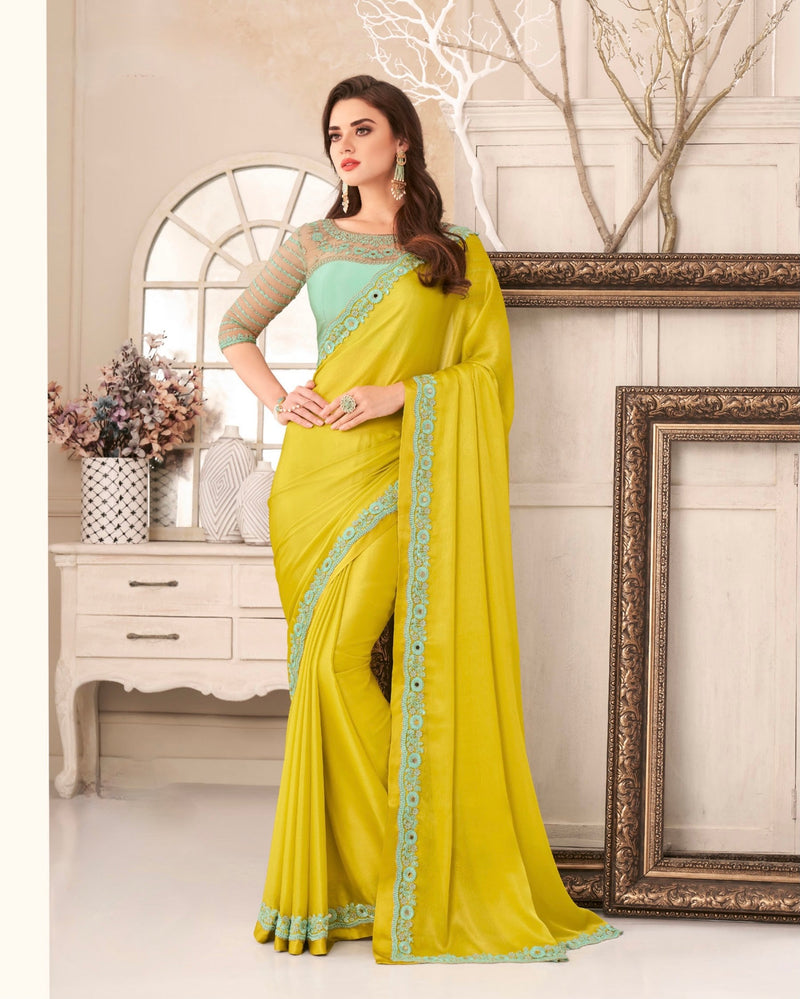 Elegant Satin Chiffon Silk Designer Saree