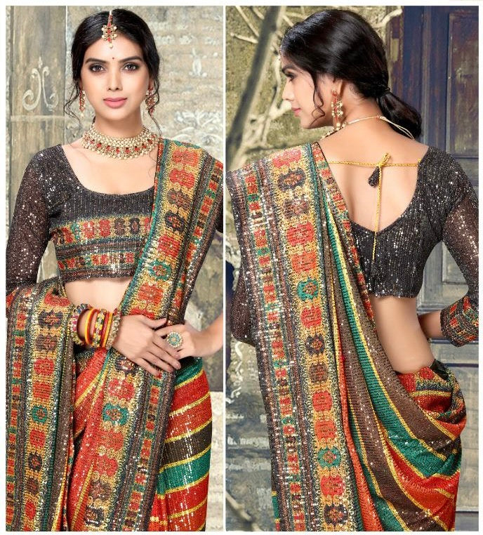 Heavy Sequins Designer Saree