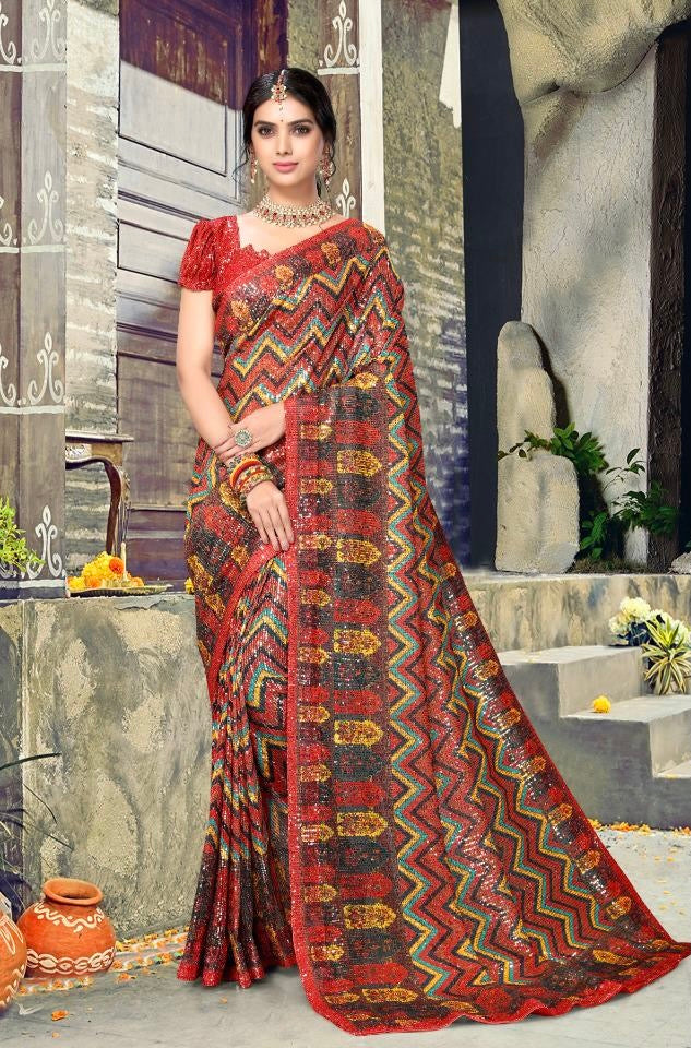 Heavy Sequins Designer Saree