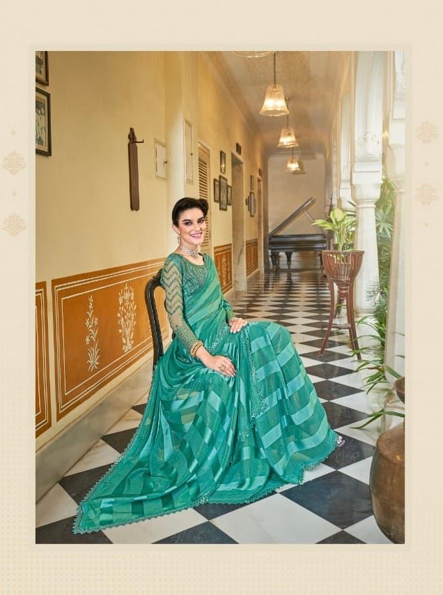 Party Wear Sequins Work Silk Saree