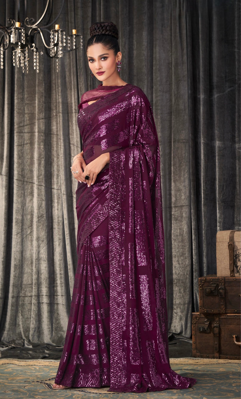 Latest Georgette with Sequins Saree