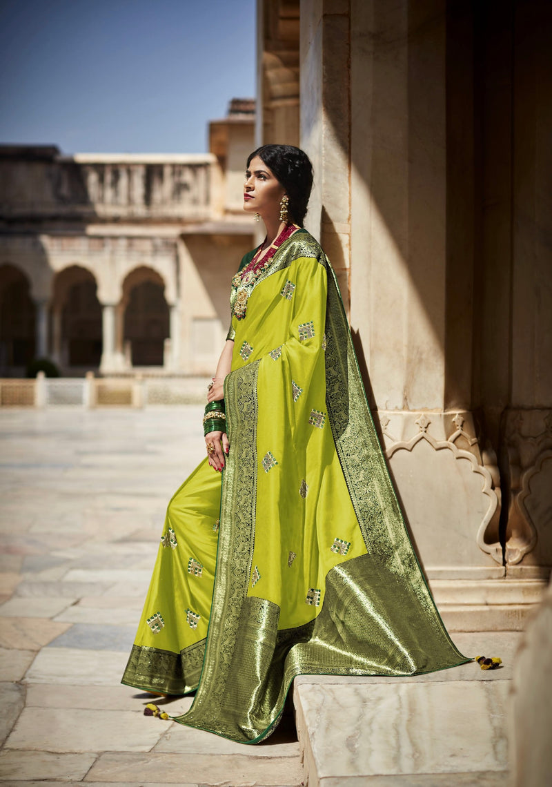 Light Green Saree with Weaving Work