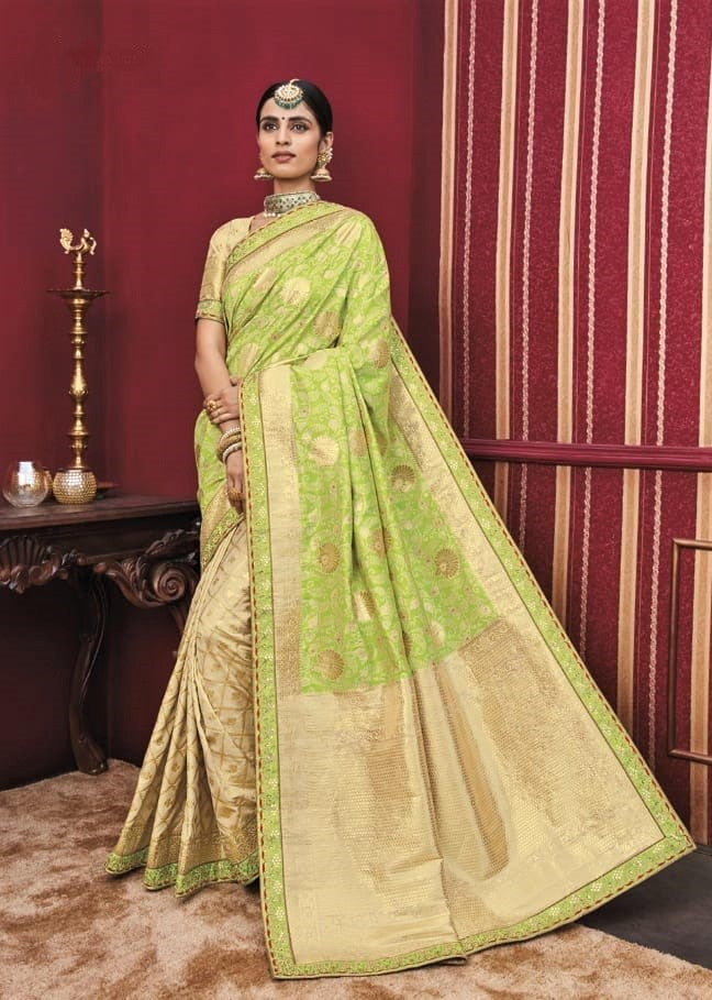 Green Kanchipuram Silk Saree With Hand Work Border