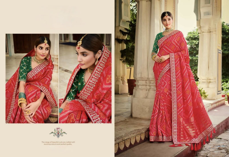 Pretty Pink colour Silk Wedding Saree